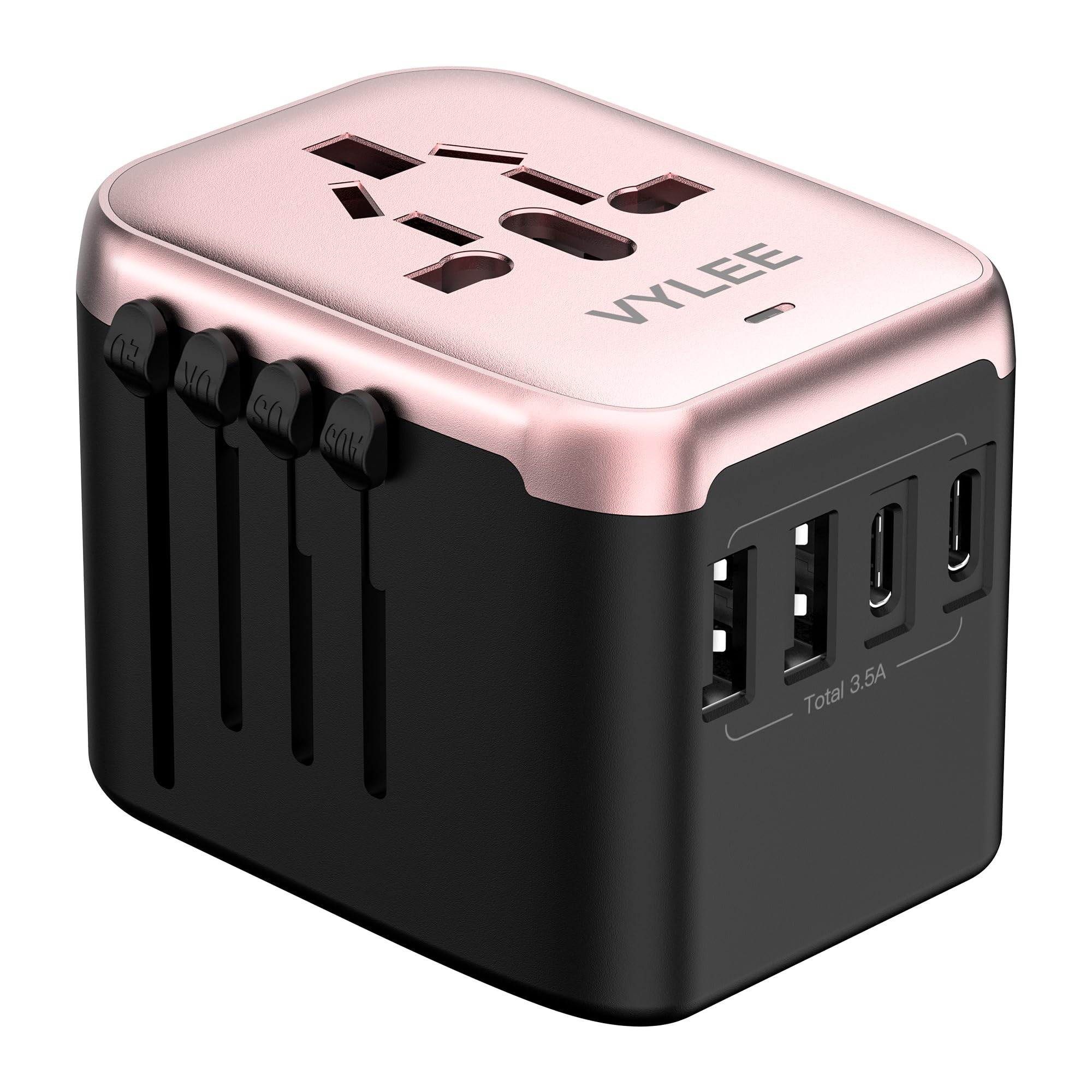 Universal International Power Travel Plug Adapter, 5 In 1 European Travel Plug Adapter W/ 3.5A 2Xusb A And 2Xusb C Wall Charger